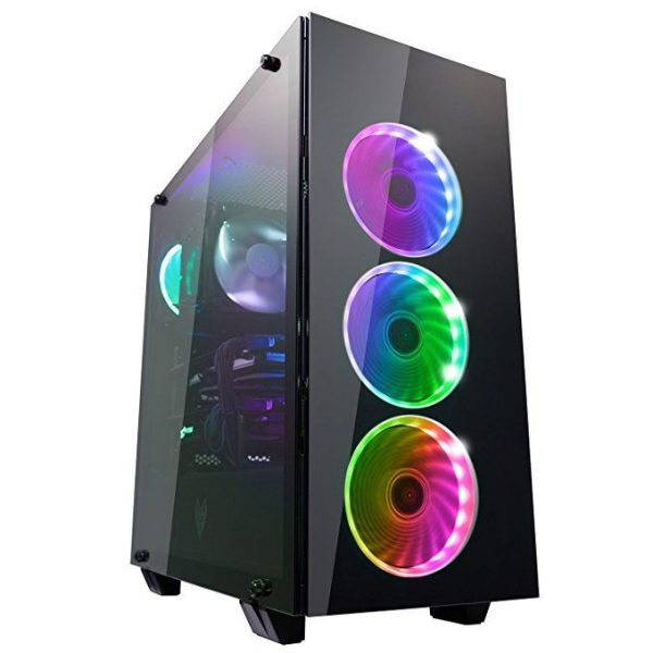 Mid-Tower PC CaseGaming Tempered Glass Motherboard Compatible